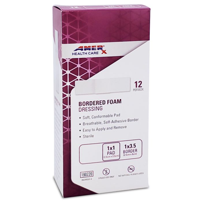 AMERX Bordered Foam Dressings, 1"x3.5"
