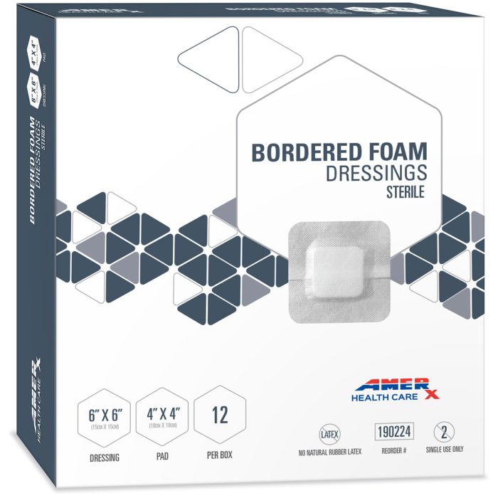 AMERX Bordered Foam Dressings, 6"x6"