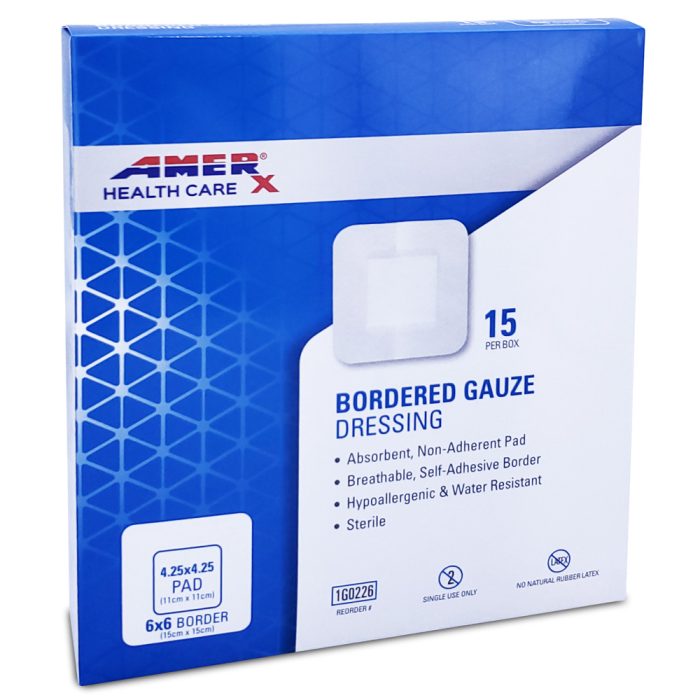 AMERX Bordered Gauze Dressings, 6"x6"